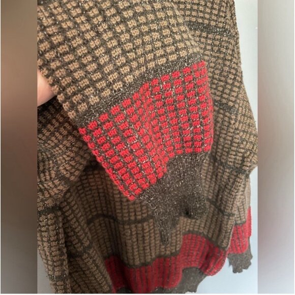 Men's Vintage Brown & Red Stripe Crewneck Sweater Size Medium – VG - Picture 4 of 6
